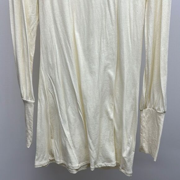 Free People Cream Pleated Blouse with Mandarin Collar - Picture 3 of 9